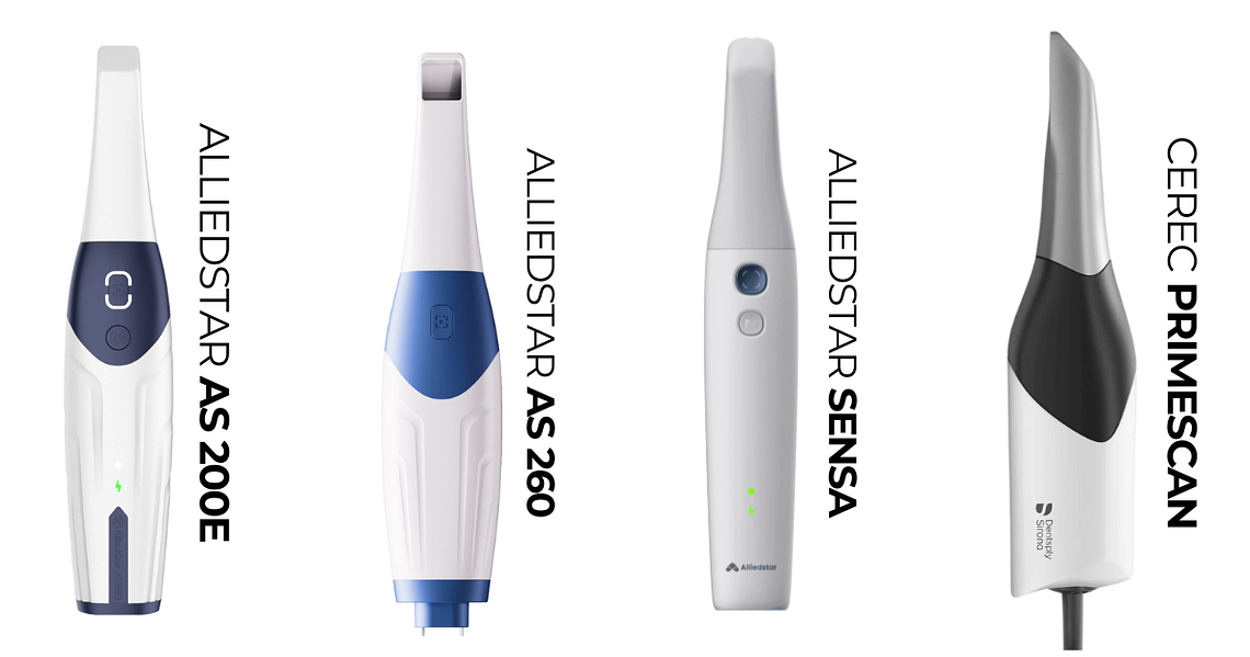 RA Alliedstar-Alliedstar-AS260-AS200E-Sensa-Dentsply-Sirona-Primescan-intraoral-scanner-ios-idd-compares