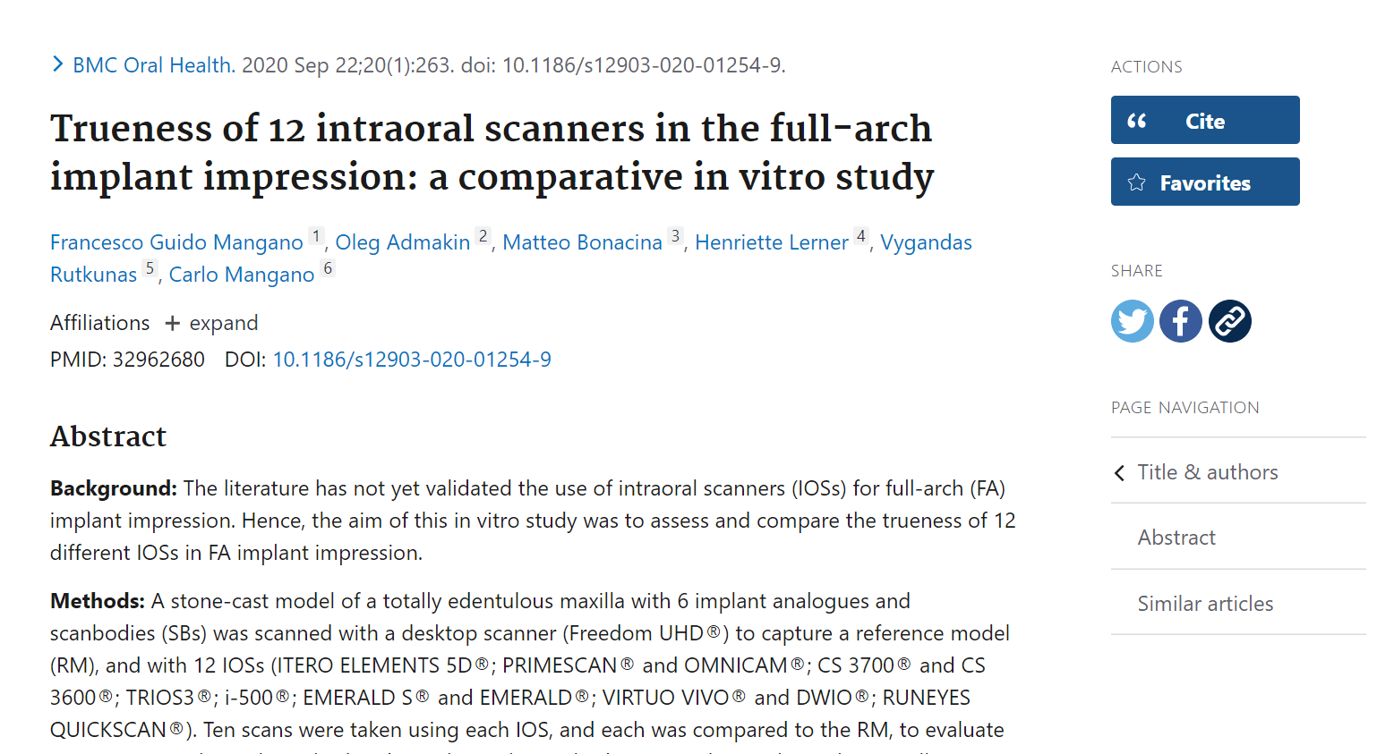 PUBMED INTRAORAL SCANNER STUDY