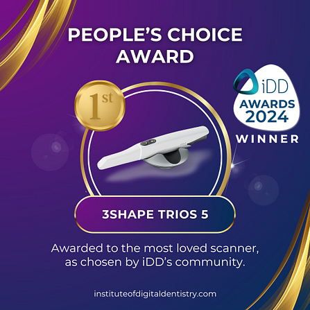 01 People’s Choice Award-1st place-3Shape TRIOS 5-IOS Intraoral Scanner Awards 2024 by the Institute of Digital Dentistry (1x1)