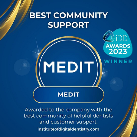 11 Best IOS Community Support-Medit-IOS Intraoral Scanner Awards 2023 by the Institute of Digital Dentistry