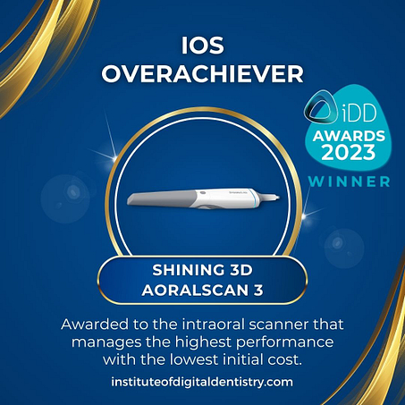 03 IOS Overachiever-Shining 3D Aoralscan 3-IOS Intraoral Scanner Awards 2023 by the Institute of Digital Dentistry