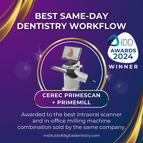 Best-Same-Day-Dentistry-Workflow-CEREC-Primescan-+-Primemill-IOS-Intraoral-Scanner-Awards-2024-by-the-Institute-of-Digital-Dentistry