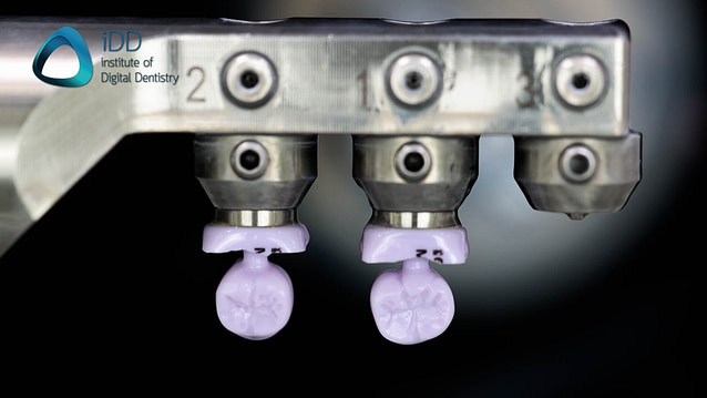 Figure 8. IPS e.max CAD/CAM blocks are loaded in the milling machine and are then milled into the CAD design we have produced.