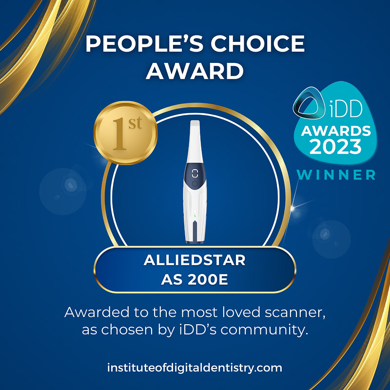 16 First Place Peoples Choice Award-AlliedStar AS 200E-IOS Intraoral Scanner Awards 2023 by the Institute of Digital Dentistry