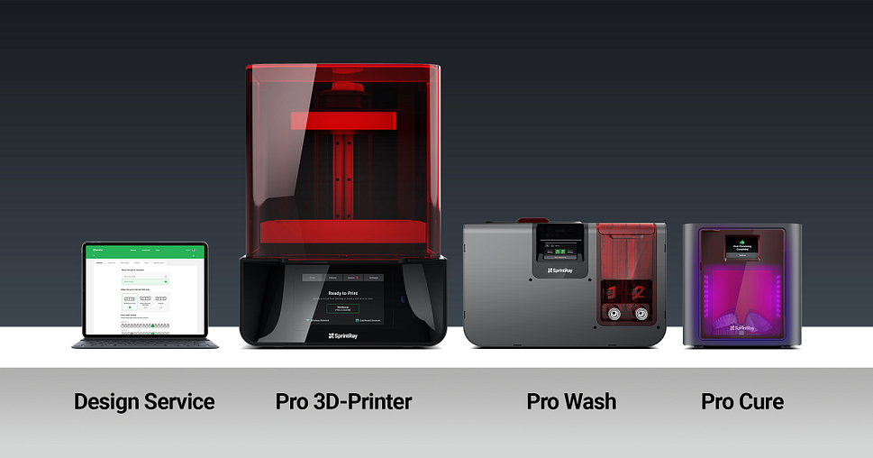 sprintray-3dprinter-pro-cure-resin-material-family-shot-hero-dental-design-wash-idd-institute-of-digital-dentistry-podcast-blog