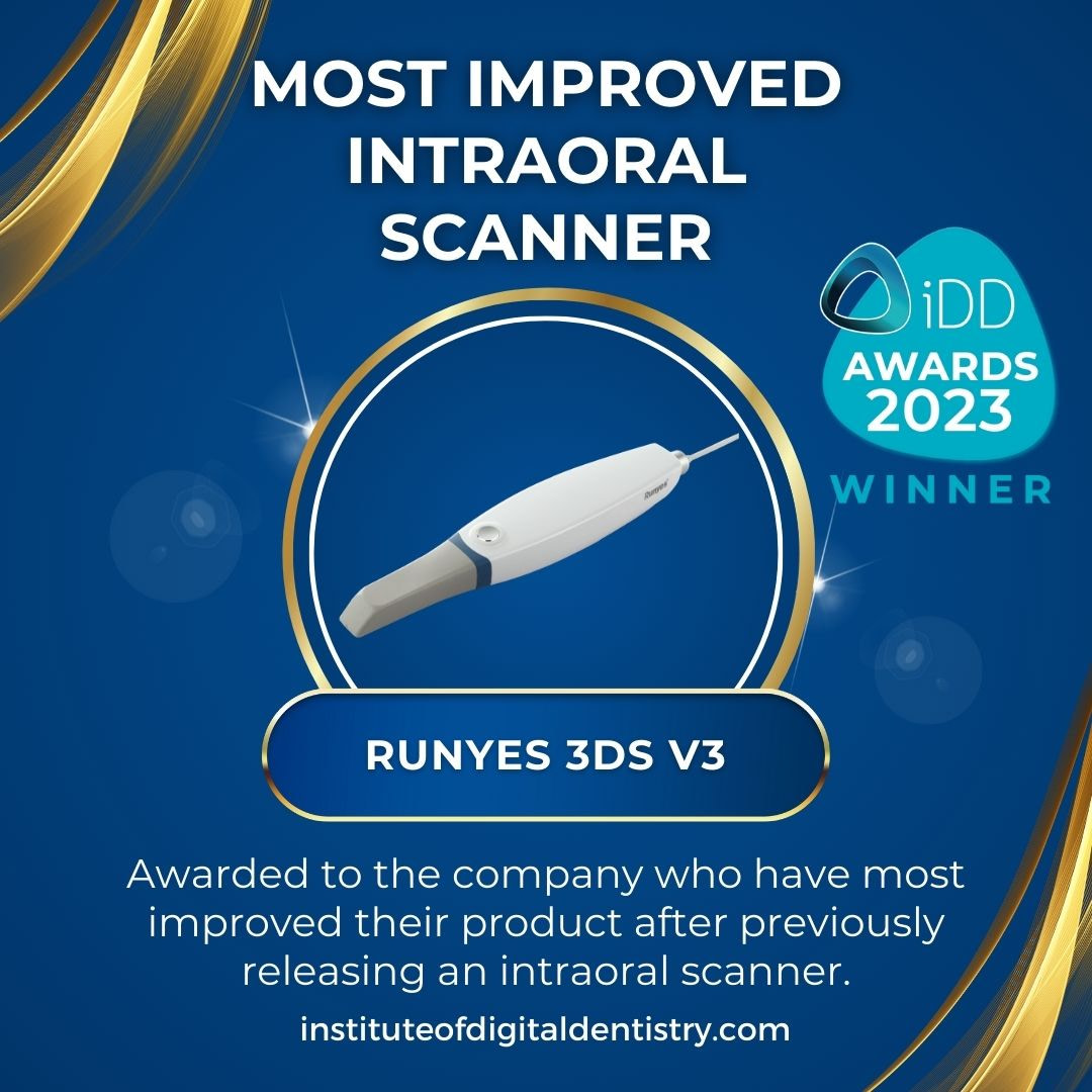 06 Most Improved Intraoral Scanner-Runyes 3DS 3.0-IOS Intraoral Scanner Awards 2023 by the Institute of Digital Dentistry