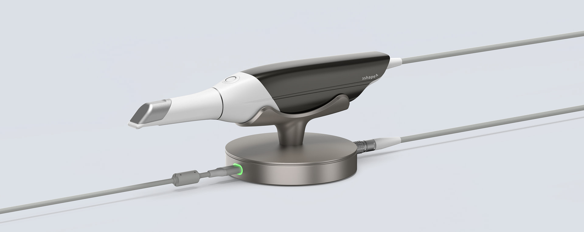 TRIOS 3_Product Render_grey_scanner in pod green LED_2024