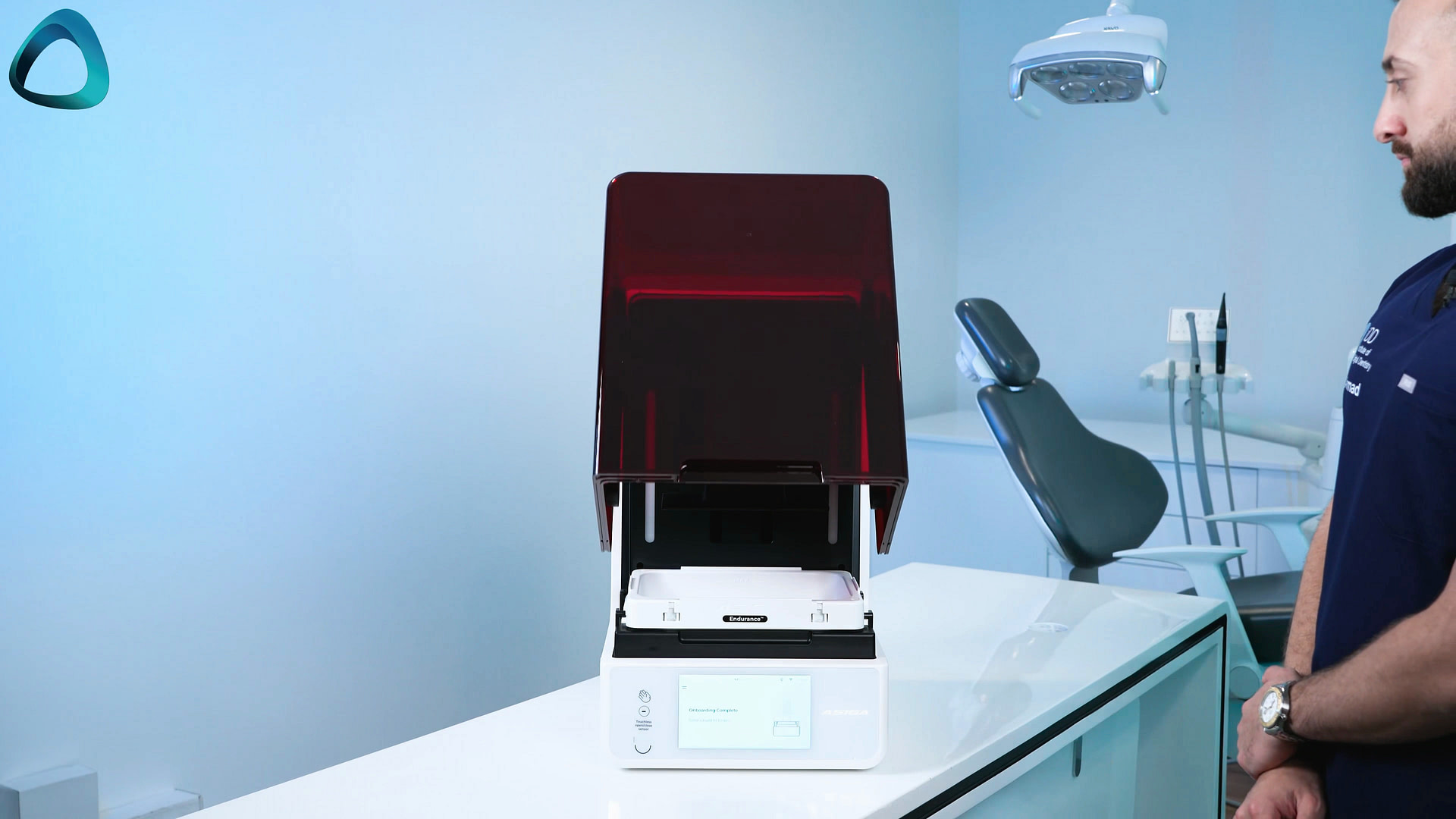 Asiga-Ultra-3d-printer-unboxing-idd-institute-of-digital-dentistry-touchless-entry-lid-close