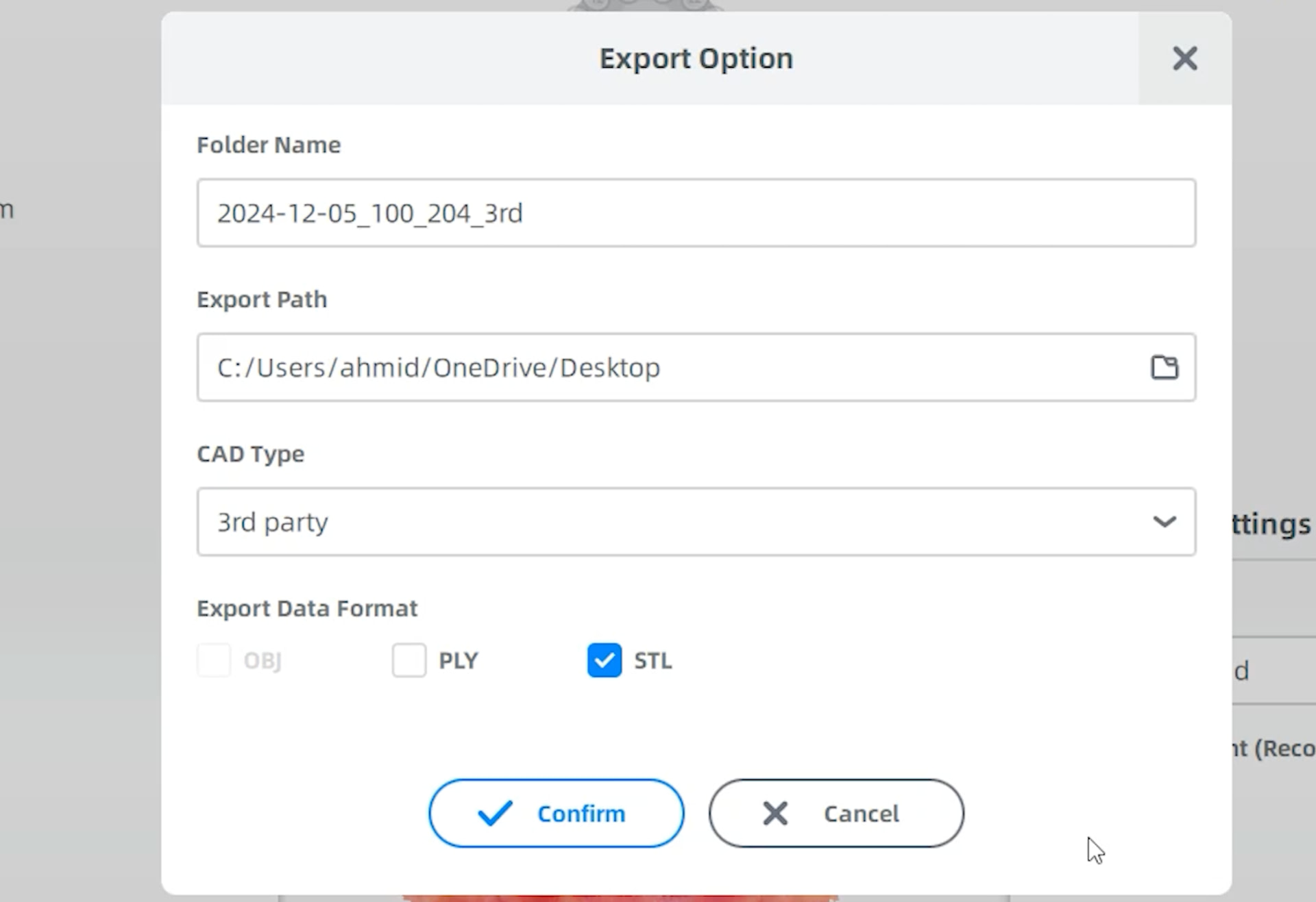 export options shining 3d