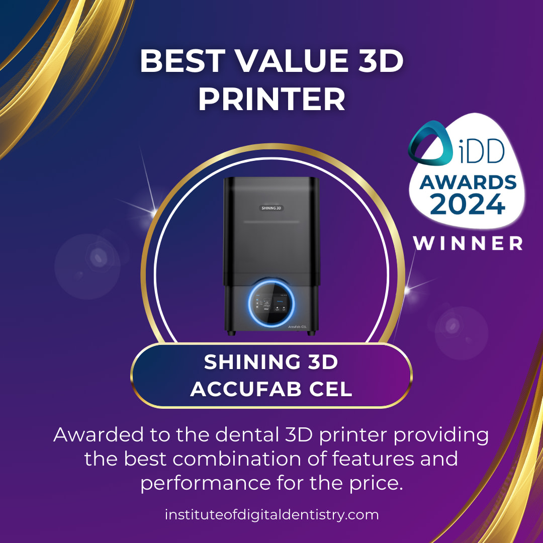 Best-value-3D-printer-Shining-3D-AccuFab-CEL-3D-Printer-Awards-2024-by-the-Institute-of-Digital-Dentistry