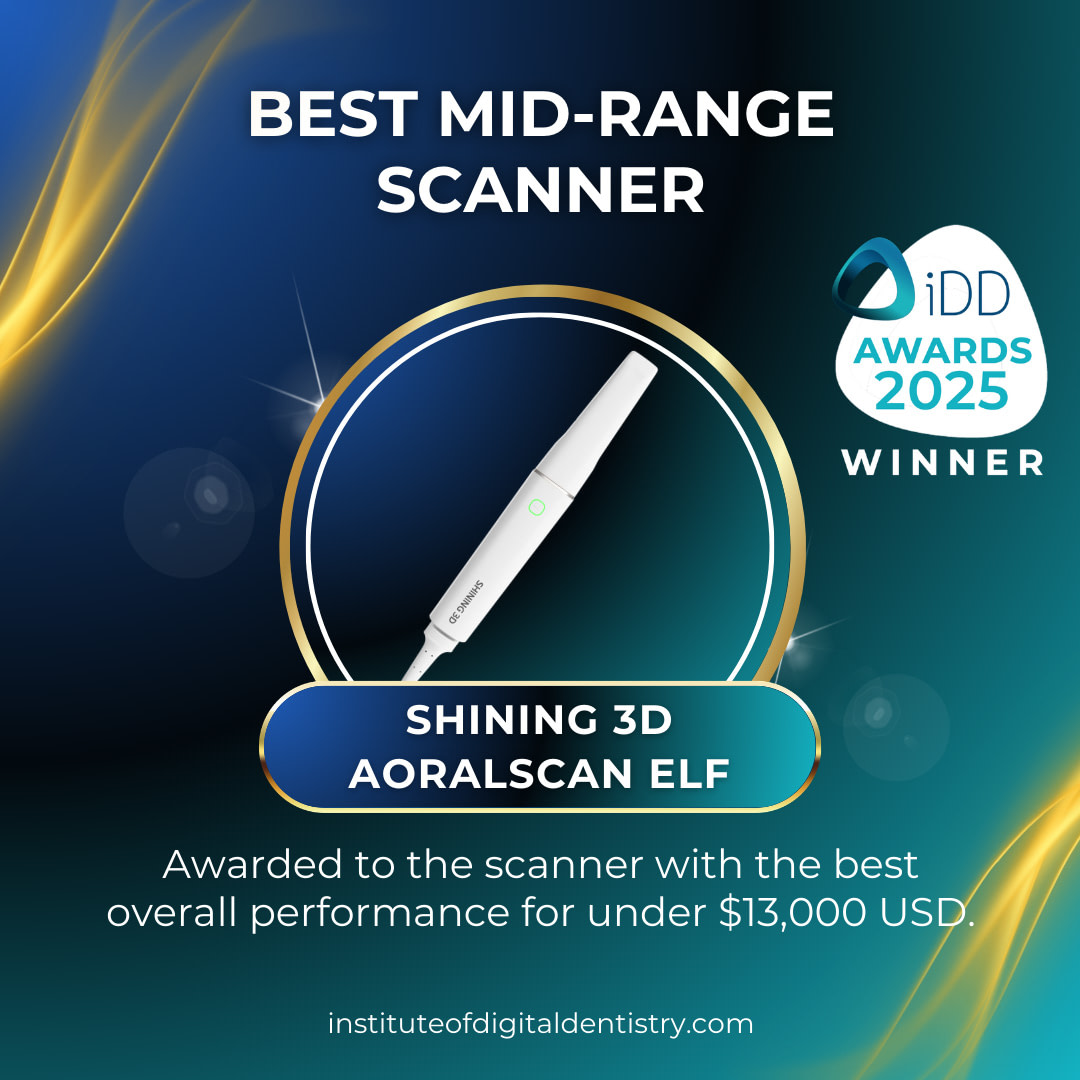 Best-Mid-Range-Scanner-Shining-3D-Aoralscan-Elf-Scanner-Awards-2025-by-the-Institute-of-Digital-Dentistry