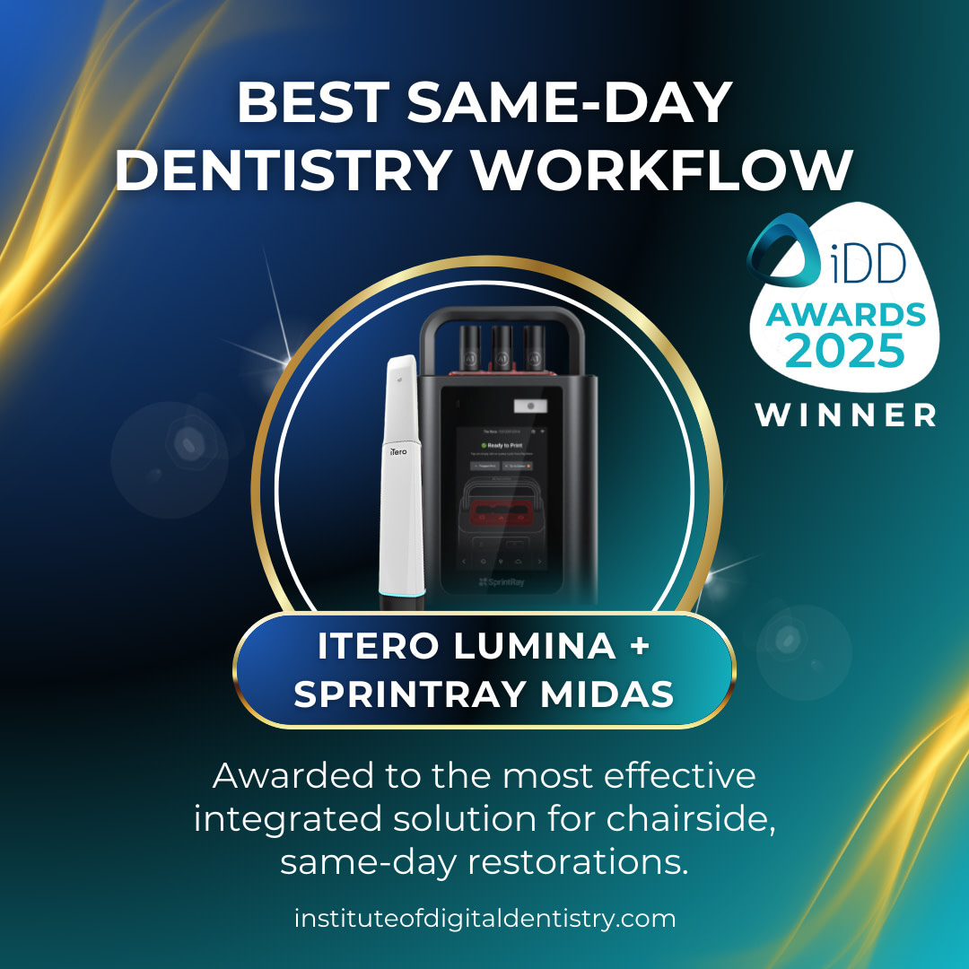Best-Same-day-Dentistry-Workflow-Dexis-Impervo-Itero-Lumina-+SprintRay-MIDAS-IOS-Intraoral-Scanner-Awards-2025-by-the-Institute-of-Digital-Dentistry